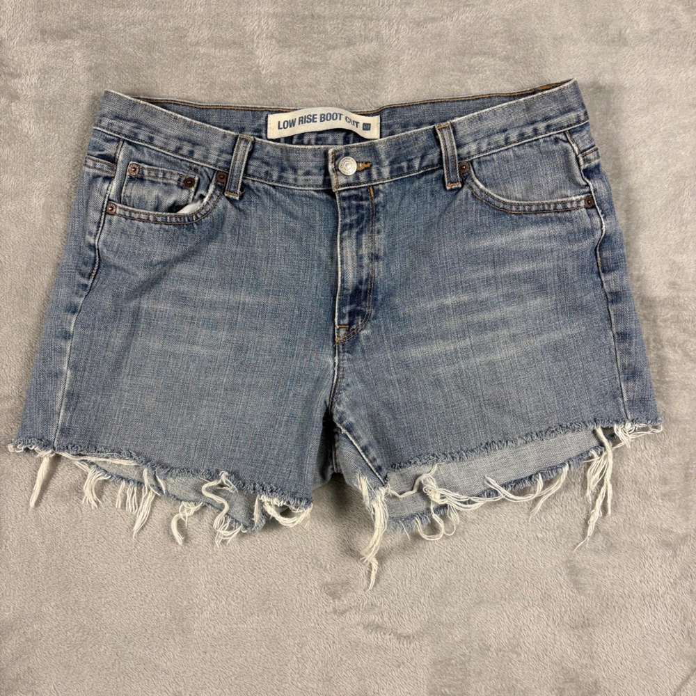 Gap Vintage Low Rise Cut Off Denim Shorts Blue Frayed Hem Size 12 Boho Country‎